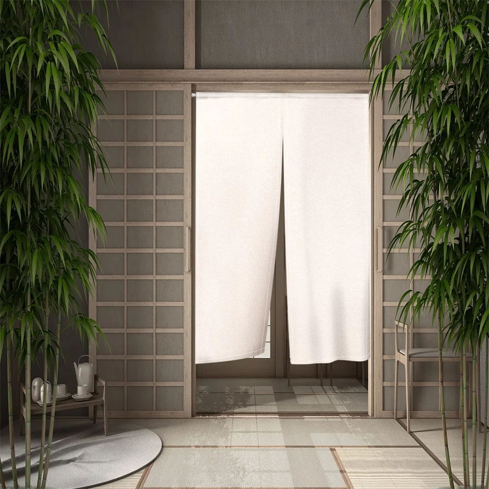 Japanese Simple Half-curtain Solid Color Kitchen Porch Corridor Bedroom Drapes Soft Hanging Curtain Restaurant Door Screen Decor