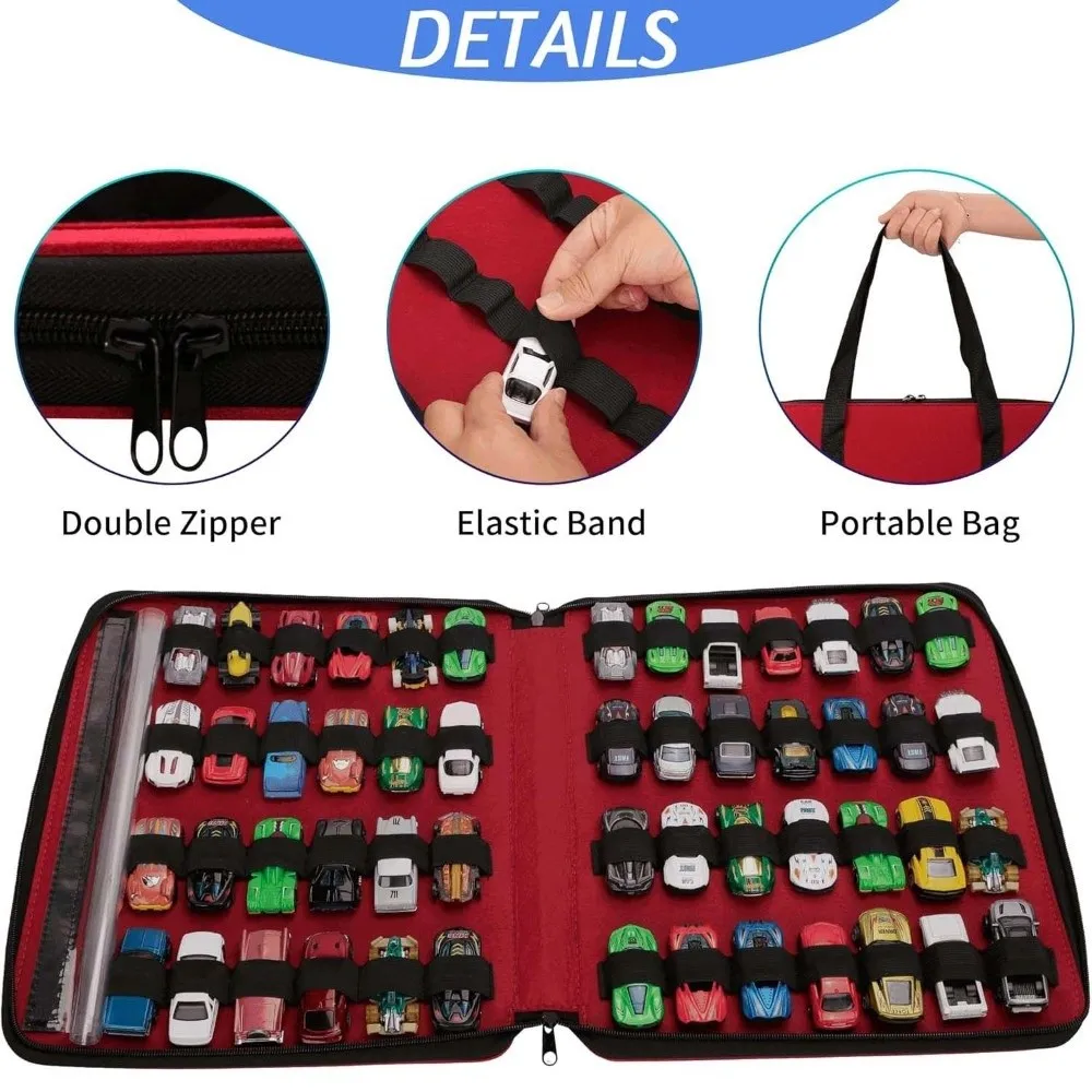 Double Sided Vehicle Storage Pouch Clear Window Removable Pocket Diecast Car Display Bag Lightweight Large Capacity