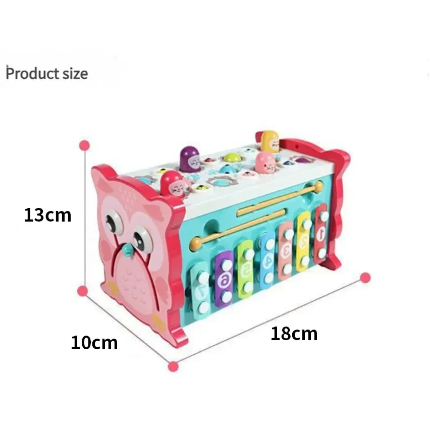 Multifunctional Xylophone Playing Color Fishing Toy Whack-a-mole Toy Digital Clock Preschool Educational Toy for Child