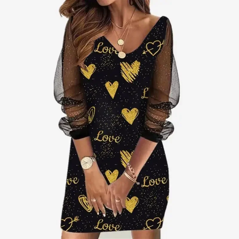 280522010 New Women's Sequin Perspective Mesh Women's Dress Q