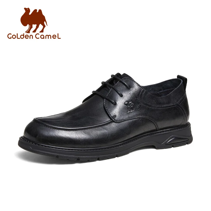 GOLDEN CAMEL Men's Dress Leather Shoes for Men Embossed Cowhide Cushioning Derby Formal Business Shoes Comfortable Non-slip New