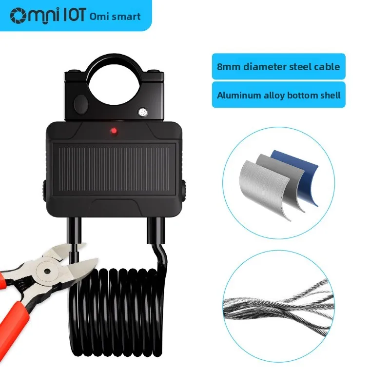 New Trend Anti Thft Alarm Long Battery Life Solar Panel Smart Cycle Bluetooths Cable Lock for Electric Hybrid Bike