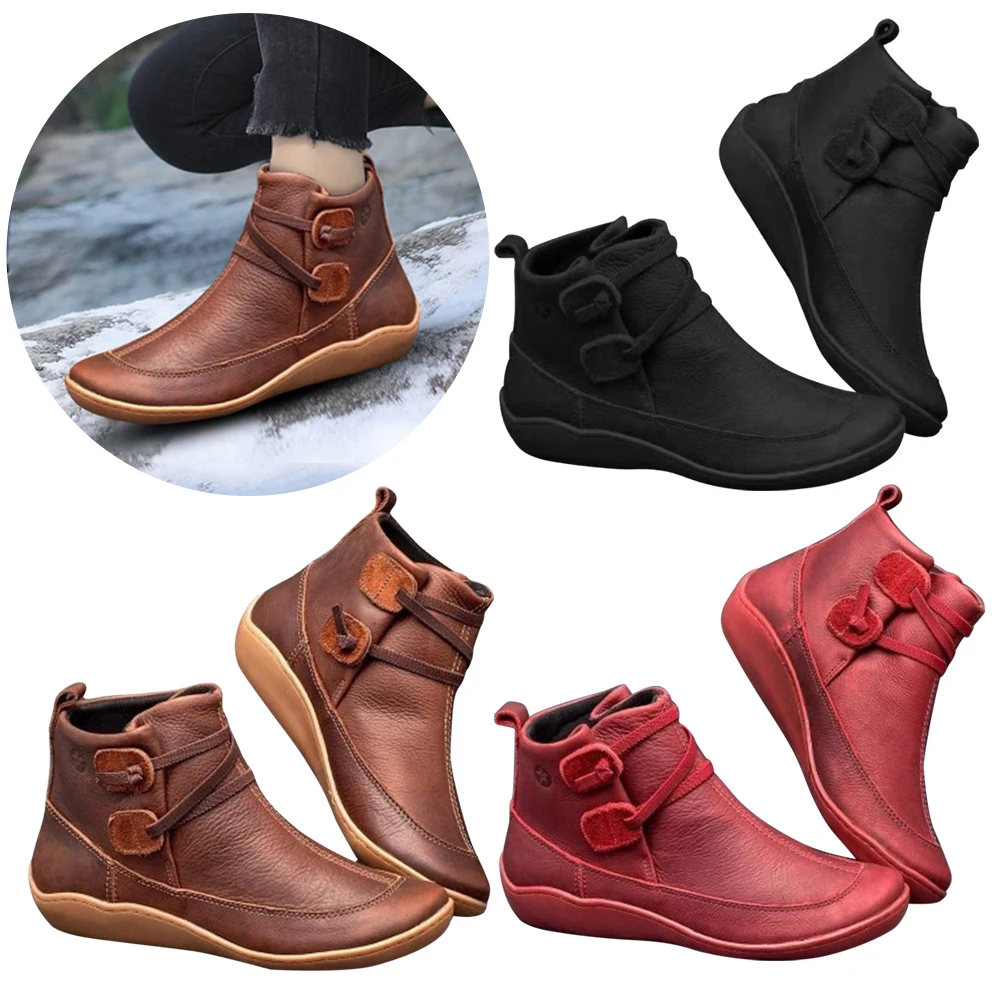 Women Lace-Up Fashion Boot Work Boots Retro Mid Calf Combat Boots Stylish Warm Plush Boots for Outdoor Activities Xmas Gift