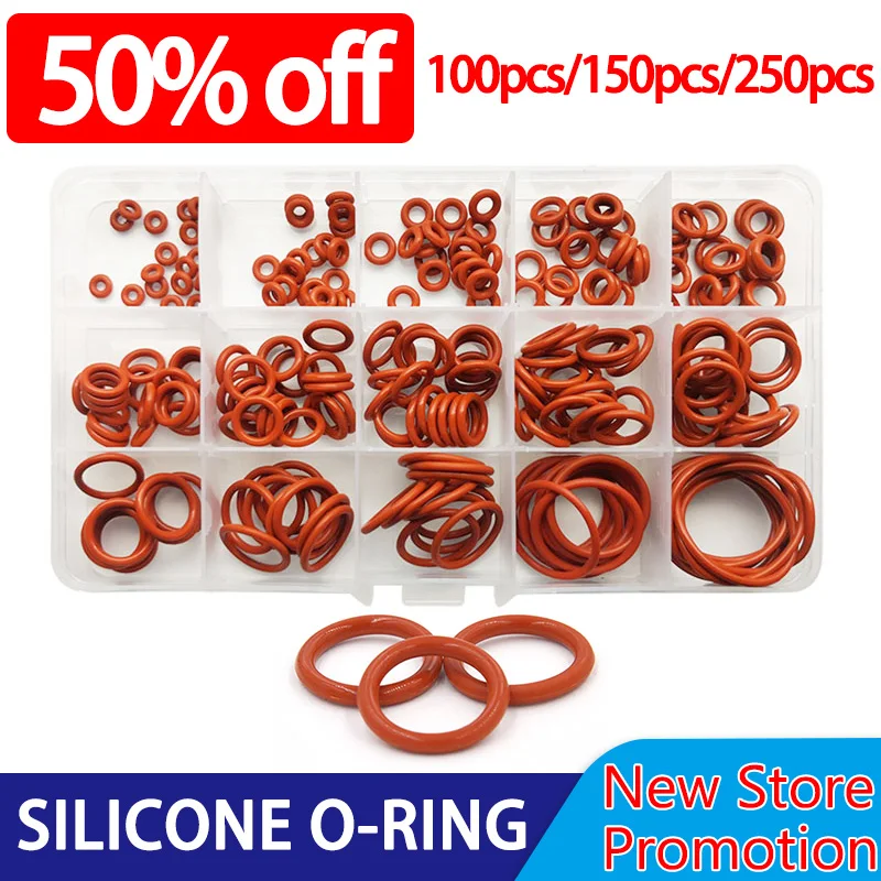 Boxed Red Silicone O-ring Sealing Gaskets Set High Pressure Washer Seal Oring High Quality Car Gasket O Rings Assortment Kit