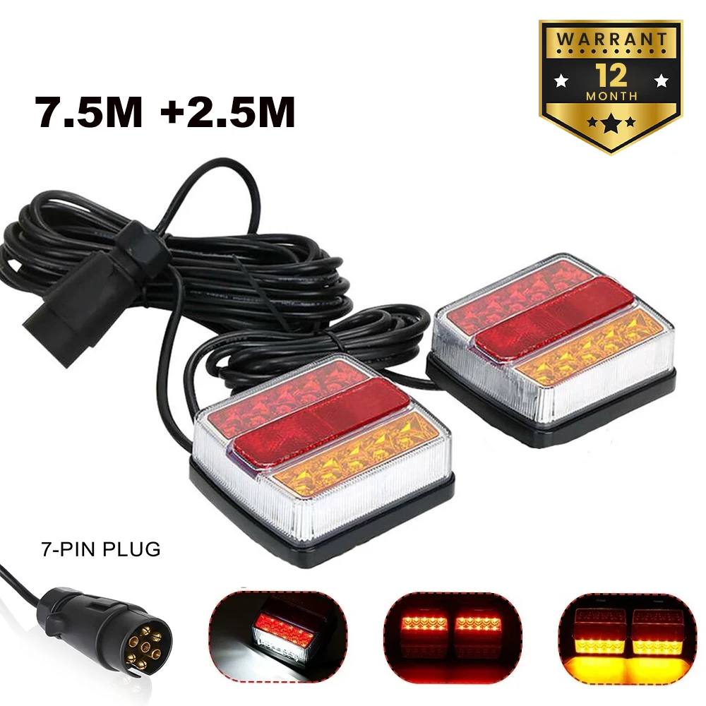 1 Set 7 Pin Plug 12V 10m Universal LED Truck Rear Tail Light License Plate Signal Warning Brake Lamp Reflector Towing Trailer