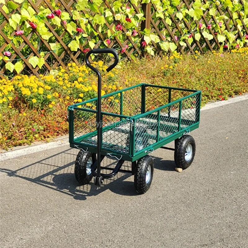 Large Garden Trolley Wagon Cart Wheels Folding Sides Barrow Gardening Truck