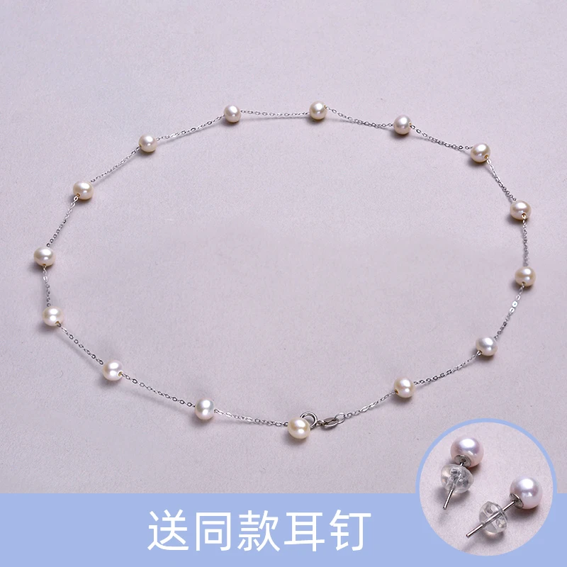 

New Real 925 Sterling Silver Pearl Necklace Pendant Original Design White Round Fine Jewelry Women's Partu wedding Gift X664