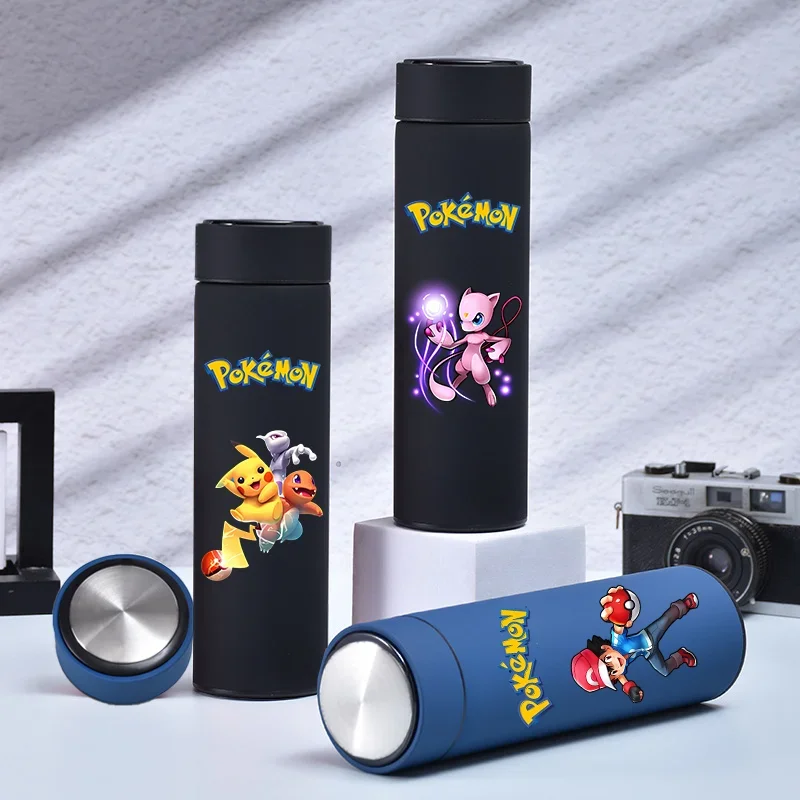 Pokemon 500ML Large Capacity Letter Stainless Steel Cup Child Thermos Bottle Adult Outdoor Portable Cup Anime Peripheral Gift