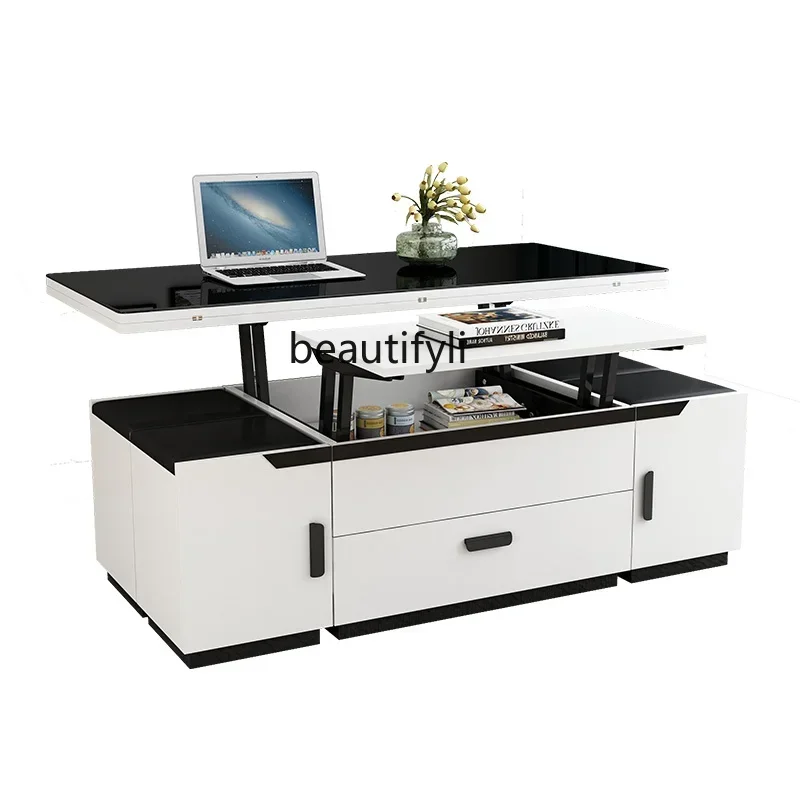 X4 Lifting coffee table dining table dual-purpose dining table living room home folding multi-function