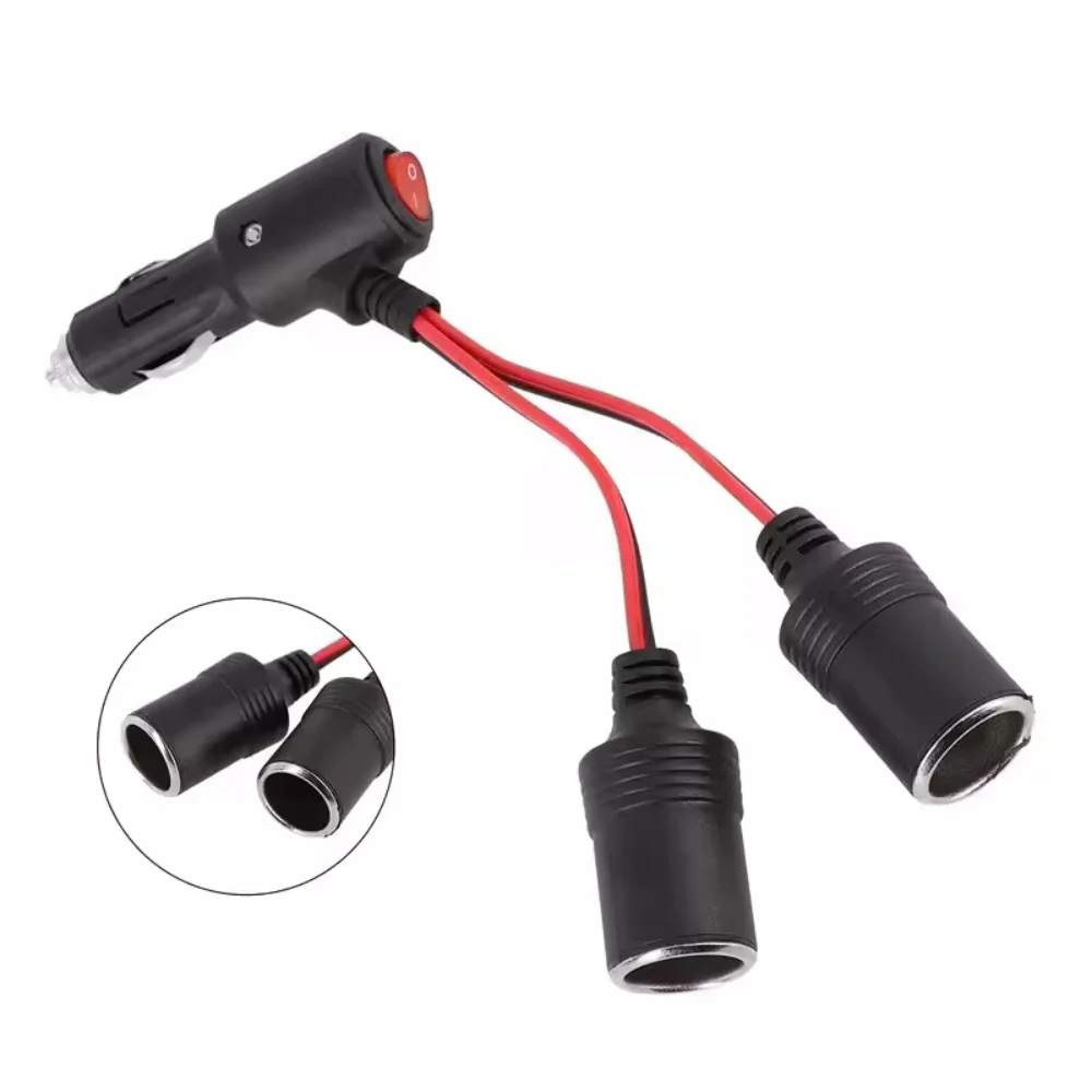 20cm Car Accessories Car Cigarette Lighter 12V 24V Splitter Adapter W/ On Off Switch 1 Male To 2/3 Female Sockets Y Splitter