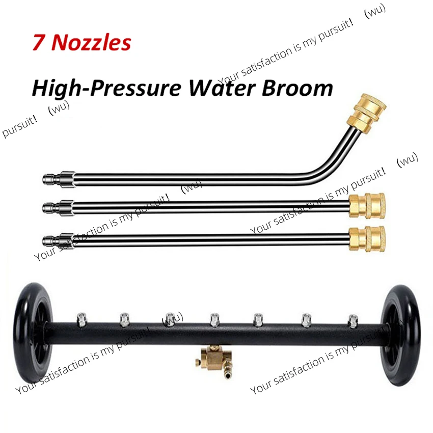 

22 Inch High Pressure Water Broom 4000PSI 7-Nozzle Car Chassis Floor Washer Extendable 3-Wand Undercarriage Surface Cleaner