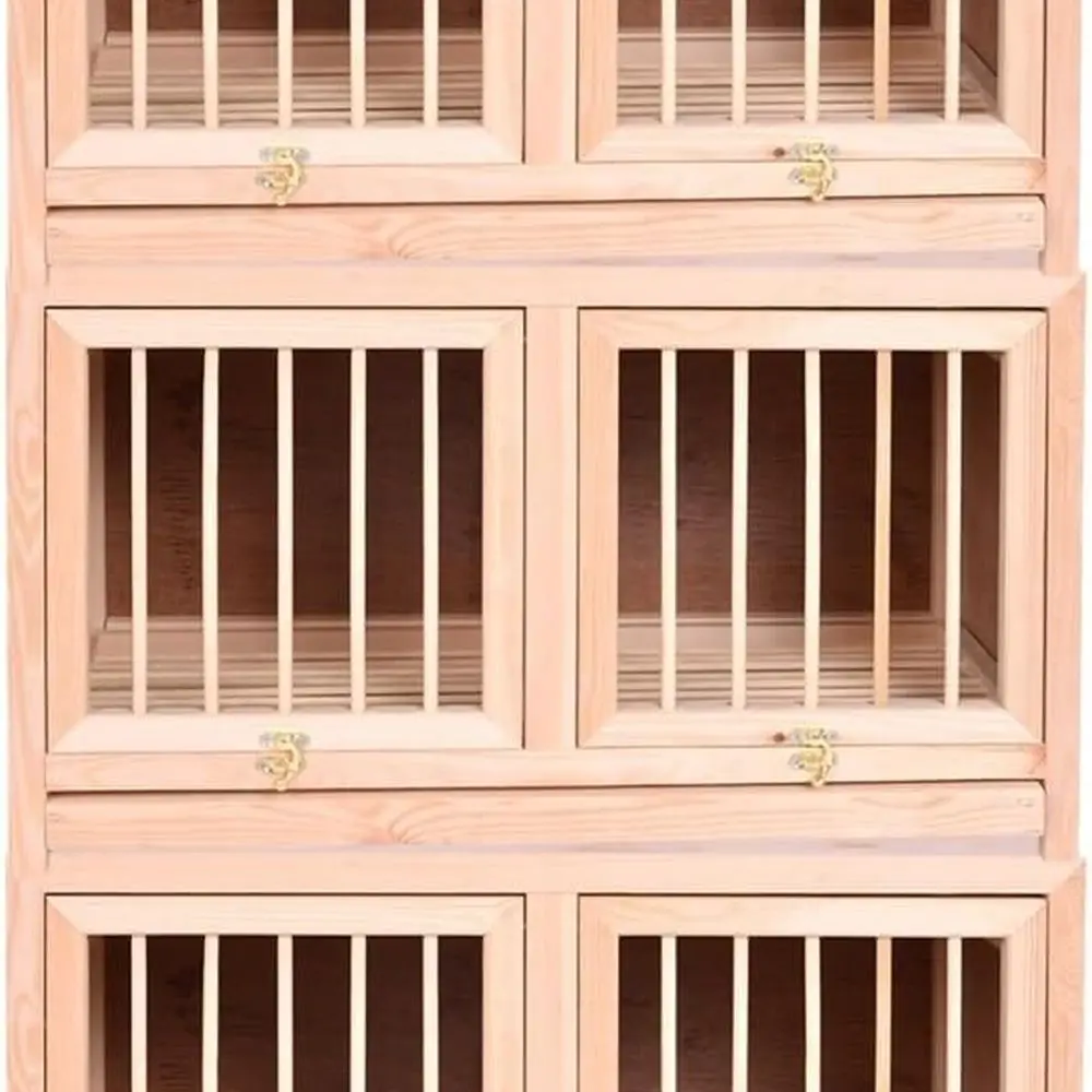 

Outdoor Double-Door Racing Pigeon Cage with Pull-Out Tray, 3-Piece Natural Bird Nesting Box for Breeding