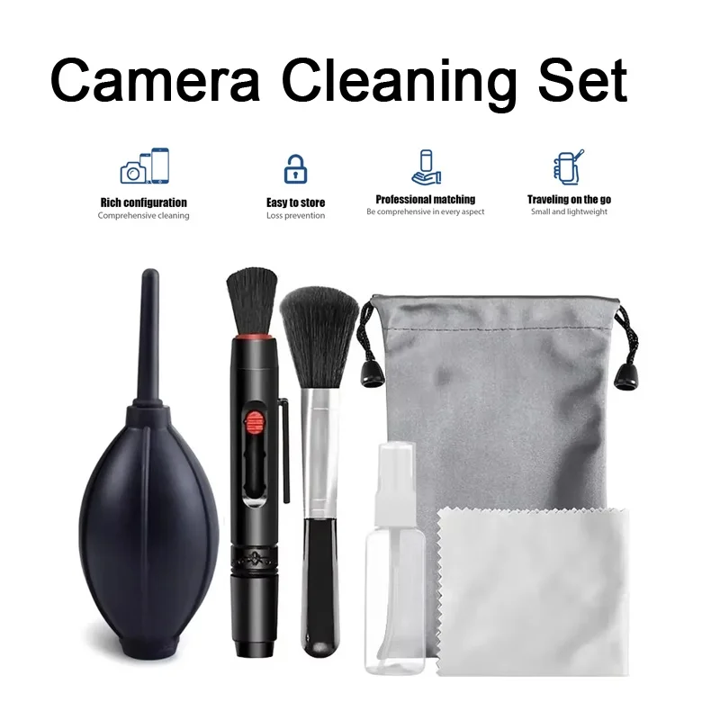 Conjunto de limpeza para câmera digital sem espelho, conjunto de limpeza para tela de laptop, teclado, soprador de ar, adequado para lentes canon, nikon, conjunto de limpeza de lentes de câmera