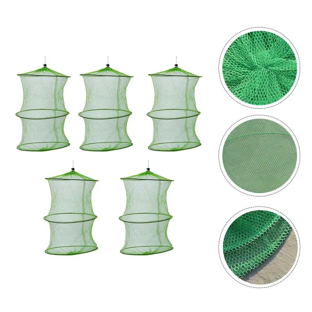 

5 Pcs Net Collapsible Cage Large Mesh Trap Green 100cm Fishing Basket Fish Collapsible Fish Cage Storage Tool Parts