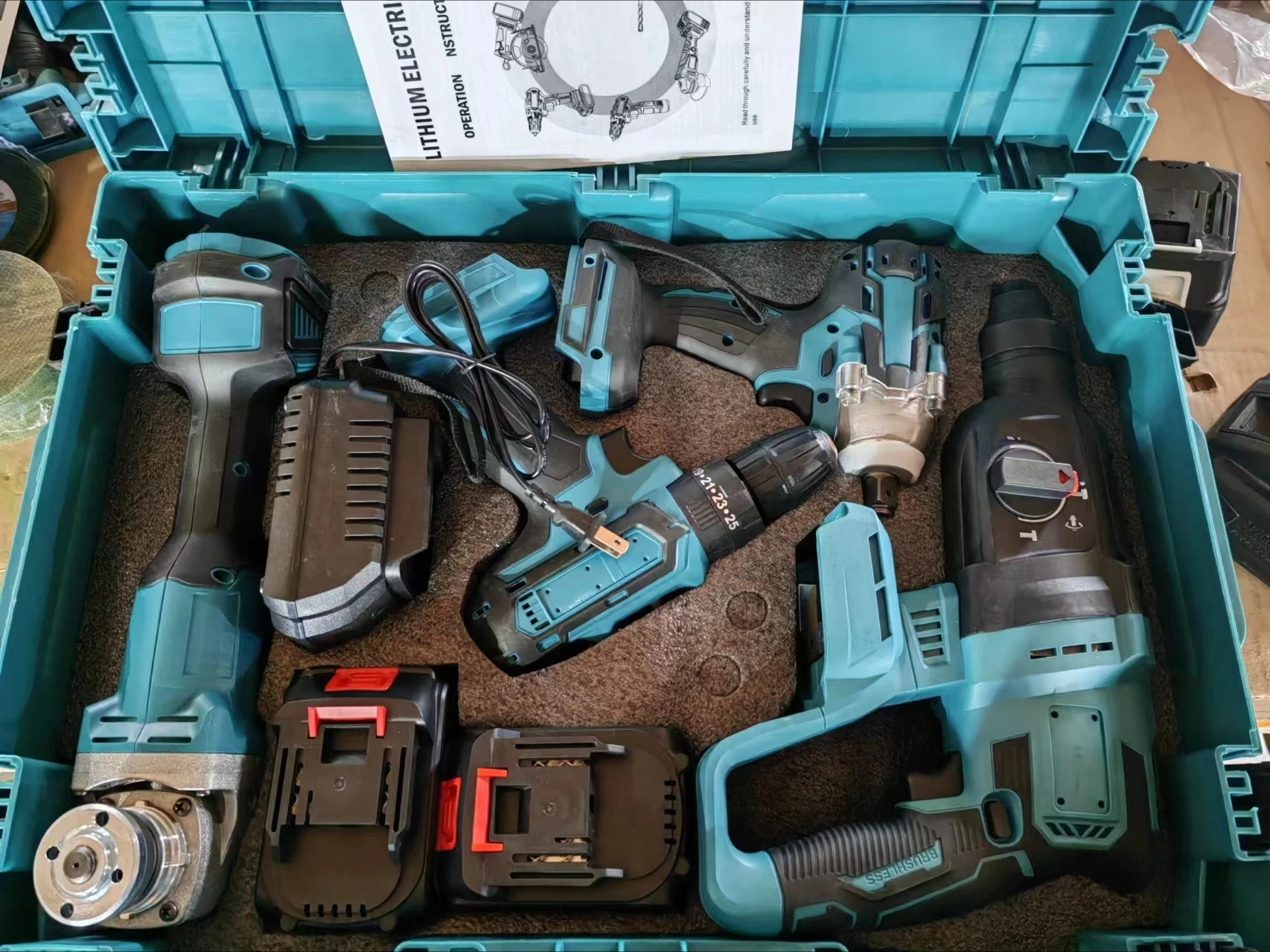 Power tool set: four-piece brushless lithium electric tool set, a complete set of power tools