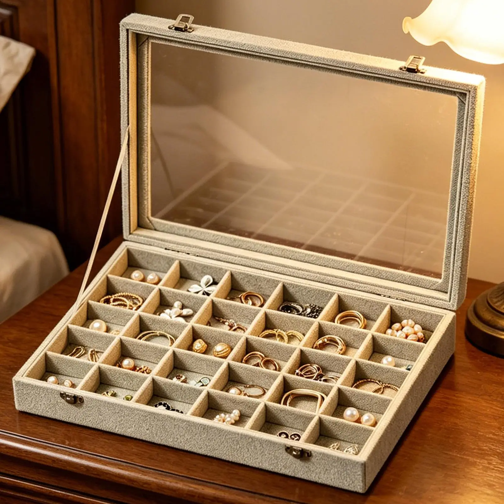 

Stud Earring Organizer 30-Grid Necklace Organizer Drop Earrings Storage Tray For Women Girls Ladies Wives Collectors Mothers