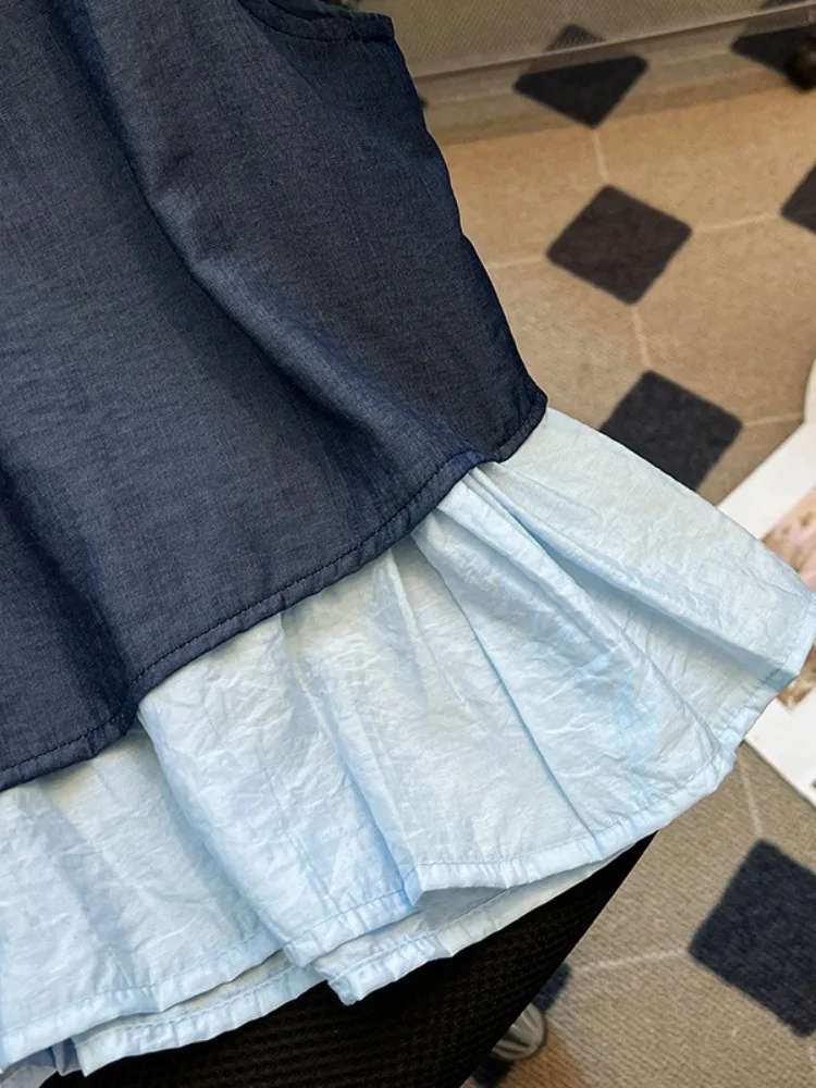   Kolorowa kamizelka na ramiączkach damska letnia bielizna wewnętrzna i na zewnątrz, imitacja dwuczęściowego stroju, łączona, ażurowa, wyszczuplająca, krótki top.