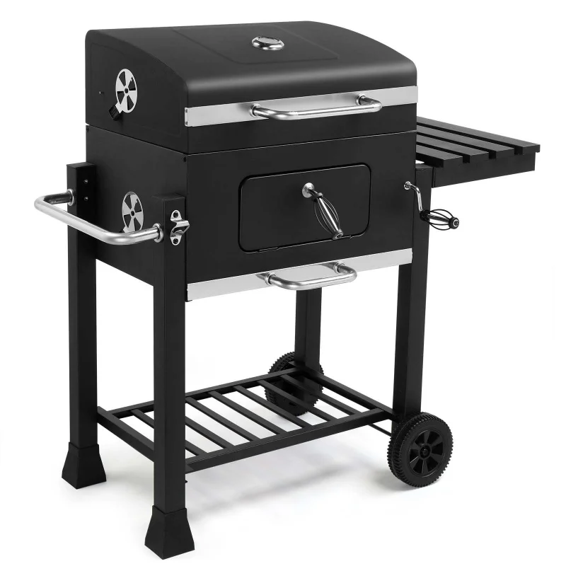 BBQ Grill Outdoor Charcoal Grill Smoker For Patio Backyard, Black