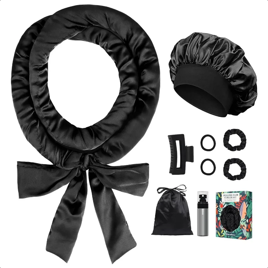 

Satin Heatl Curls Overnight Hair Curlers to Sleep In Hair Curler Rollers No Heat Hair Wrap for Curls Headband 70 Satin Heatl Cu