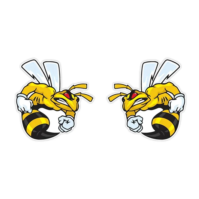1Pair Bumblebee Inspired Waterproof Car Stickers 12.5x13cm, Durable PVC Material, Sun-Resistant, Fun Cartoon Hornet Design