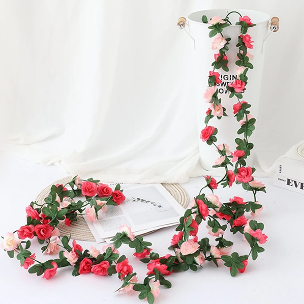 

10PCS Artificial Rose Flowers Wedding Home Room Table Decor Outdoor Garden Arch Christmas Rattan Atmosphere Photo Shooting Props