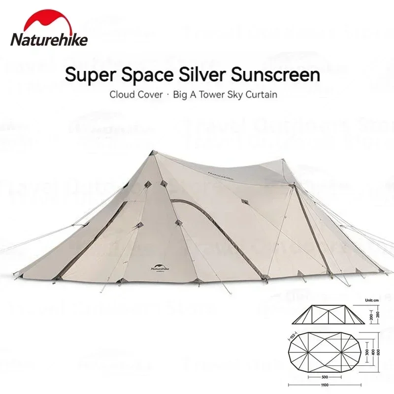 Naturehike Cloud Desk Outdoor Camping Awning Canopy Tent 60㎡ Large Space 150D Waterproof PU3000 Party Picnic A Tower Sun Shelter