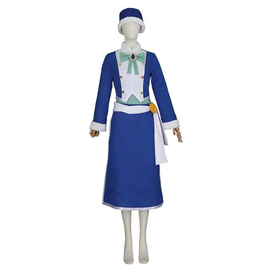 Anime Juvia Lockser Cosplay Costume Blue Water Mage Outfit Women Coat Skirt Hats Halloween Carnival Party Suit view 4