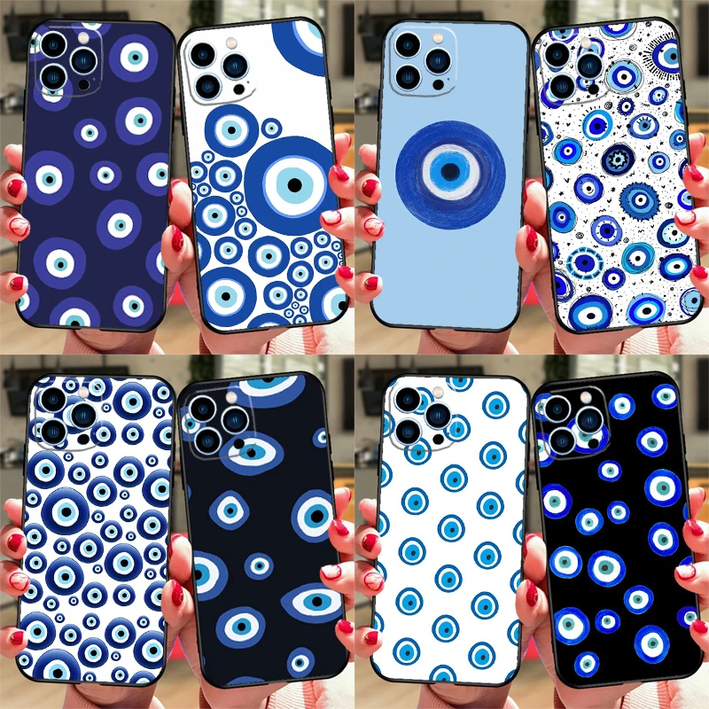 Evil Eyes Phone Case For iPhone 16 15 11 12 13 14 Pro Max Mini X XS XR Plus SE2 Funda Coque Capa Cover