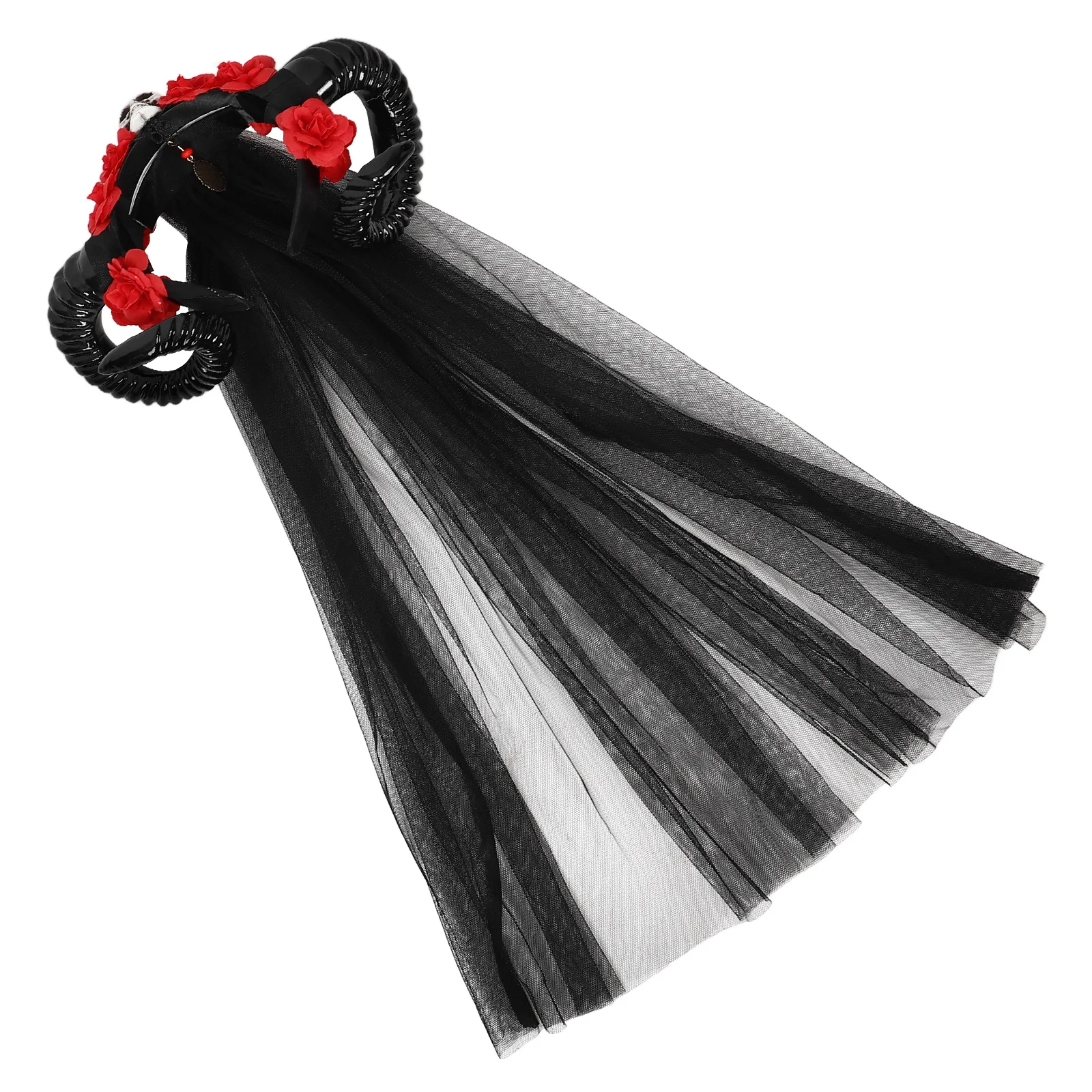 

Rose Skull Headband 60CM Red Flowers Plastic Cloth Halloween Cosplay Hairband Festival Headbands Women Role Play