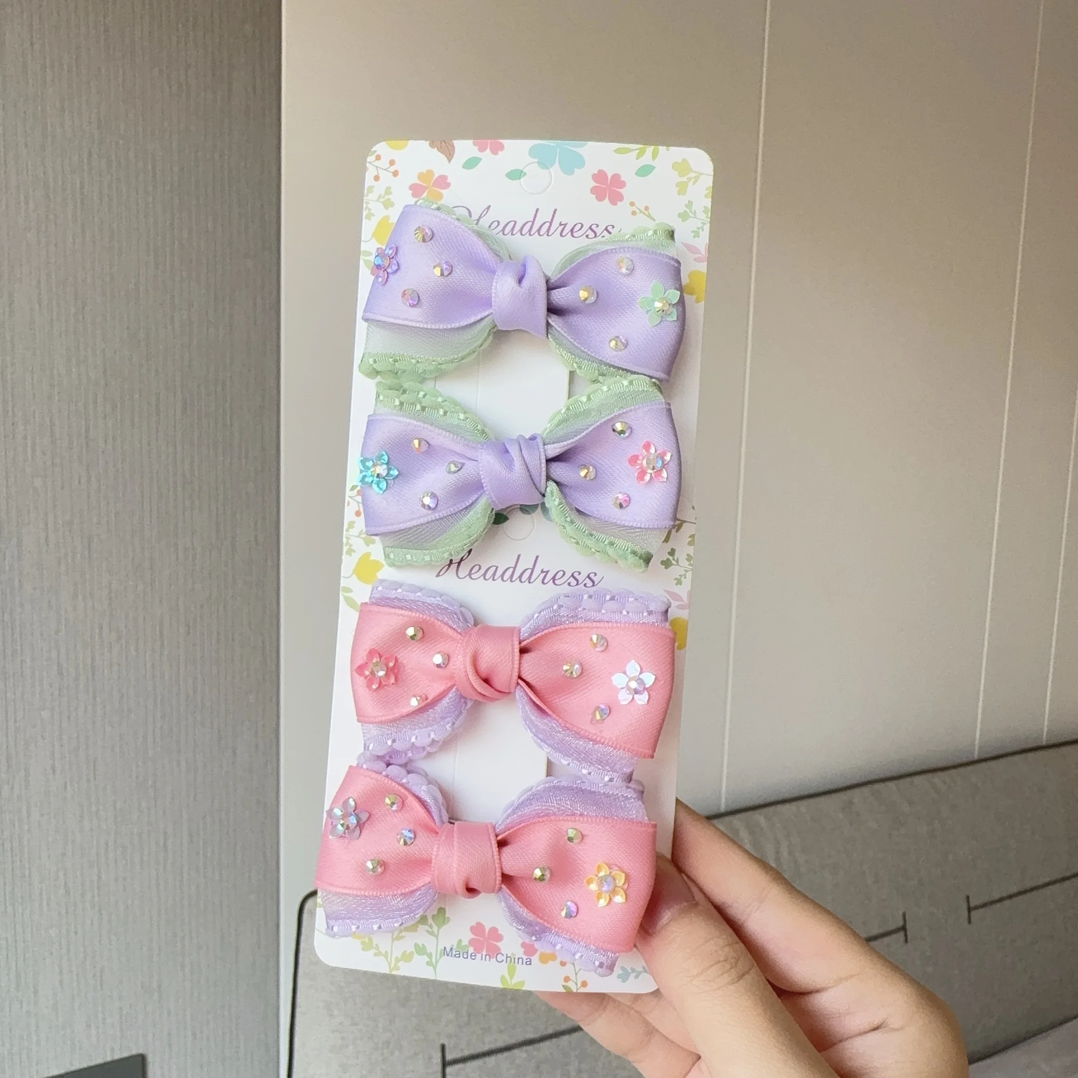 

2Pcs New Cute Bow Hair Clip With Diamond Headdress Hair Clip Sweet Hair Style Headdress Accessories Hairpin Gift