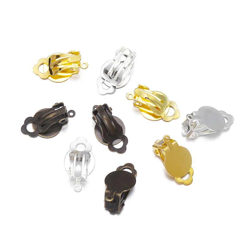 50 teile/los Fit 10mm Gold Farbe Ohr Clip Basis Ohrringe Blank Einstellung Glascabochons Ohrring Erkenntnisse DIY Schmuck Machen liefert – Detail 3