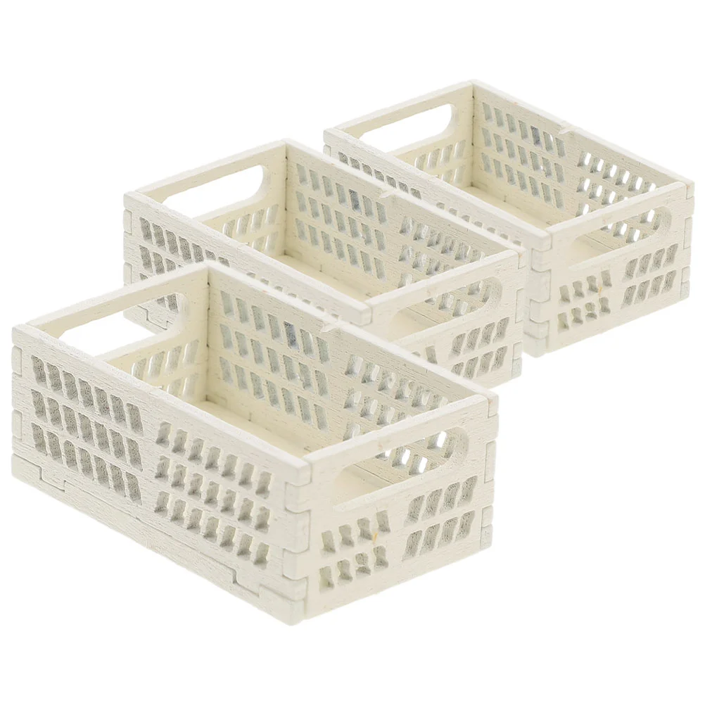 

3 Pcs House Storage Box Basket Miniature Furniture Model Baskets Decor Small Dollhouse Ornaments