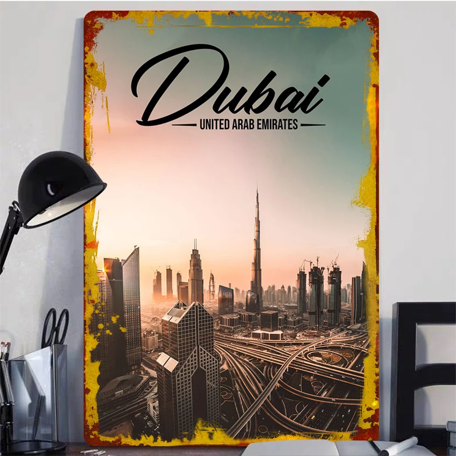 Dubai Cityscape Metal Wall Art - Home Office Dubai ulasan dan harga