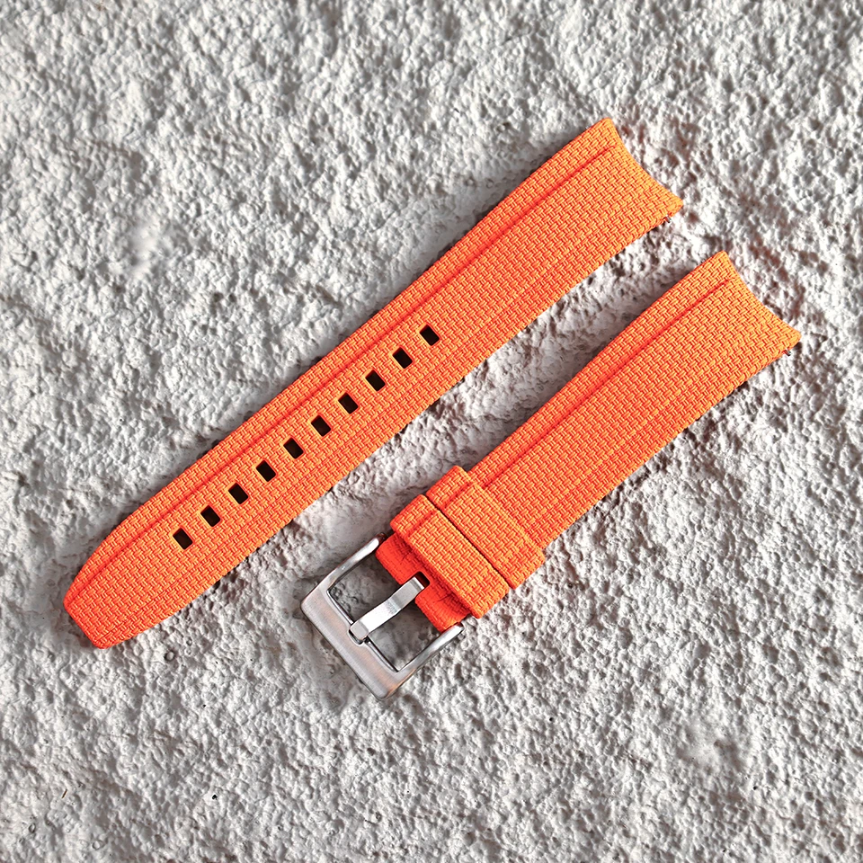 Neues Design, gebogenes Ende, Gummi-Uhrenarmband, 20mm 21mm 22mm, FKM-Uhrenarmband, Sport-Armband für Herren, für Rolex, Seiko, Omega, Tissot – Detail 14