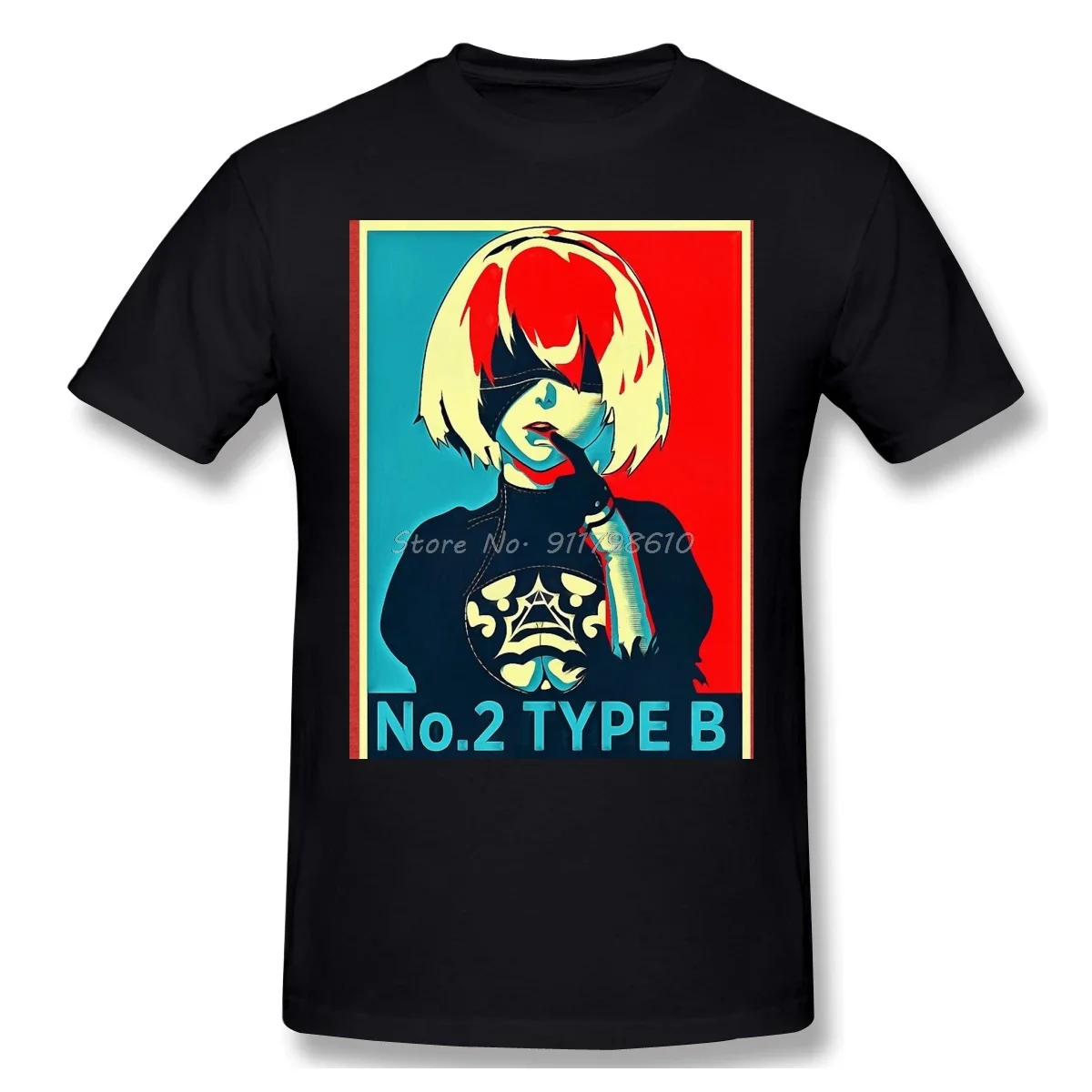 T-Shirt For Men Nier Automata 2B Tri-blend Cotton NieR Automata T Shirt Funny Anime Men Tee Streetwear Harajuku vintage Summer