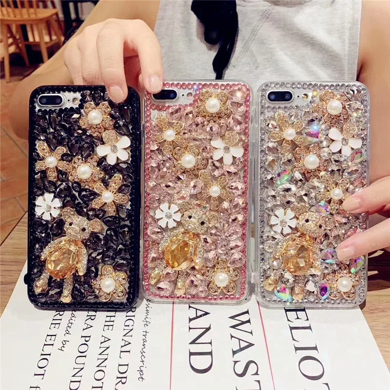 

Luxury Bling Rhinestone Stones Phone Case, Crystal Diamonds, Cover for Xiaomi Redmi 13C 12C 13R Note 11 13 12 Pro Plus