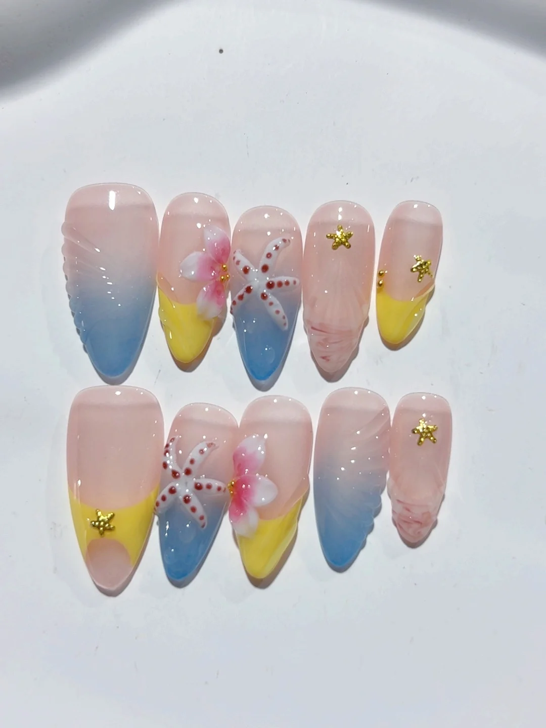 

French Gradient Ocean Style Fashionable Wearable Manicure (D381)