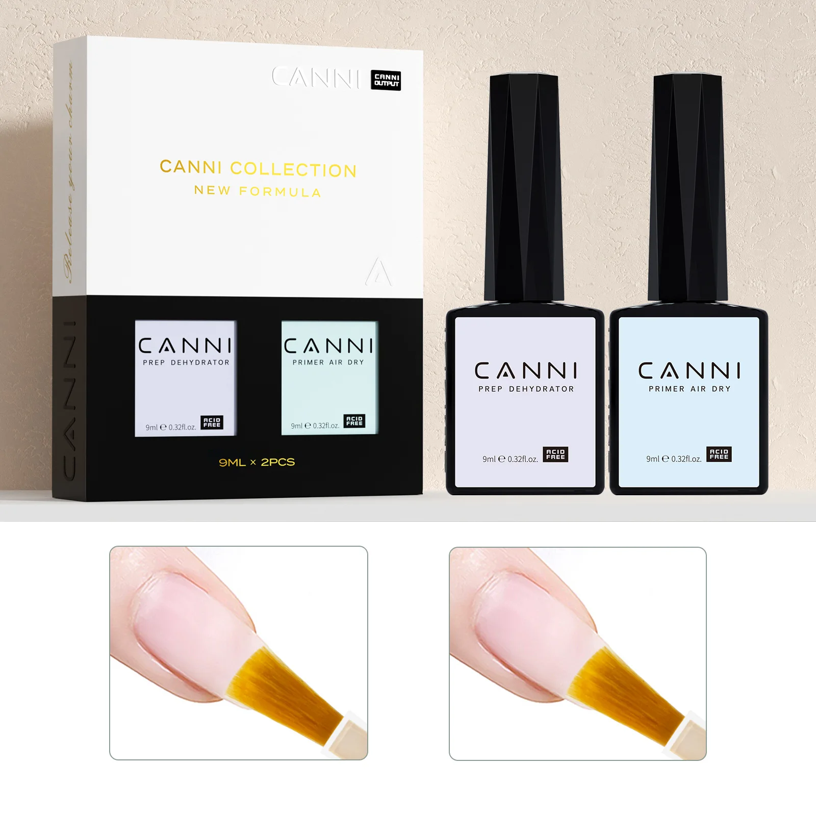 2 Stück*9ml CANNI HEMA FREE Diamond Top Coat PH-Bond zum Dehydrator Semi-Permanent Nagel-Gel-Lack Abziehbarer UV-LED-Gel-Nagellack – Detail 11