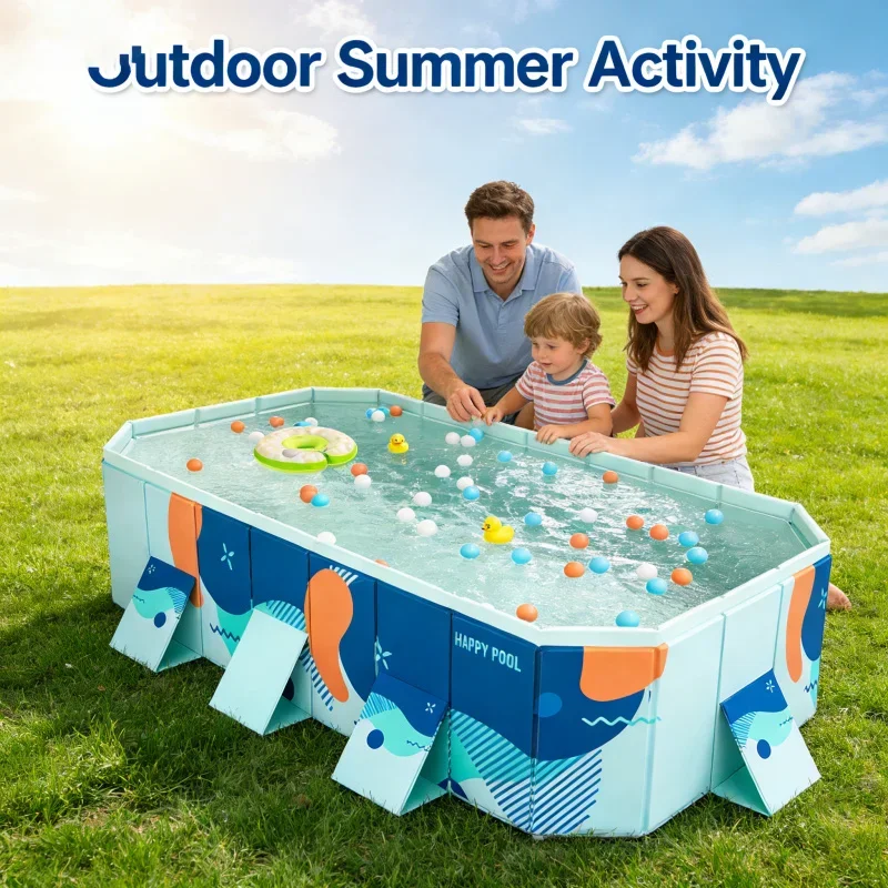 

3M Mideaf Синий складной не надувной бассейн для детей - большой уличный домашний водный игровой комплекс, утолщенный, износостойкий, не требует установки