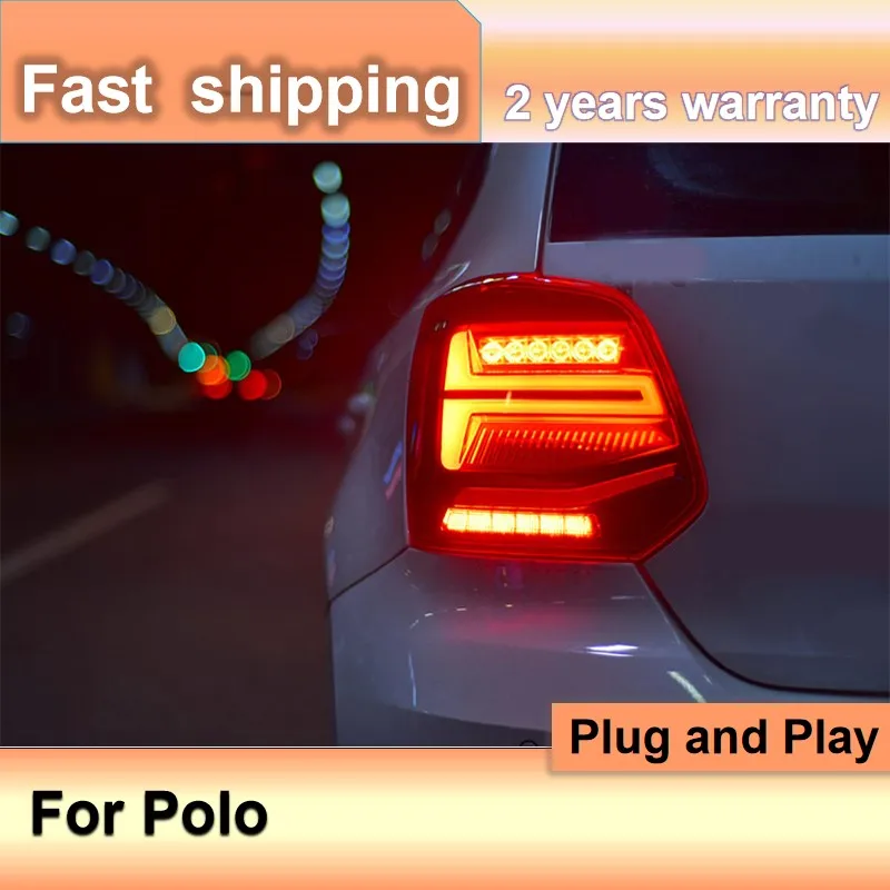 Car Accessories for VW Polo Taillight Assembly 2006 2007-2016 Polo Tail Lamp Rear Lights DRL+Brake+Park+Dynamic turn signal