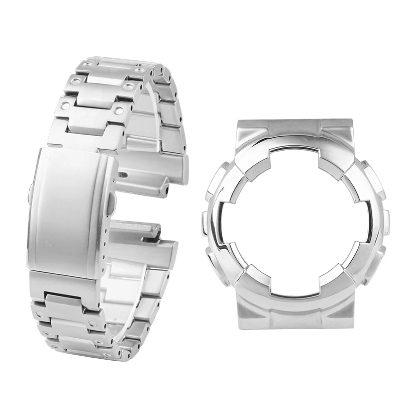 Alta qualidade para casio G-SHOCK GA-110GB/GA-100/GA-120 kit de conversão de metal completo – conjunto de aço inoxidável estilo guerreiro preto 16mm