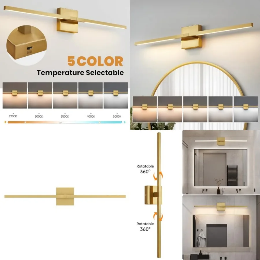 

Bathroom Vanity Light Fixtures - 30 inch Rotatable Modern 5CCT LED Vanity Lights for Bathroom Lighting Fixture Over Mirror Dimm