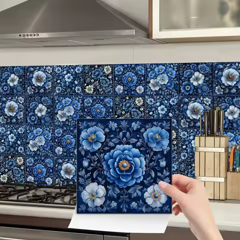 Self-Adhesive Wall Stickers 24Pcs Set, Waterproof PVC Tile Decals for Kitchen Bathroom, Easy Peel &amp; Stick Home Decor