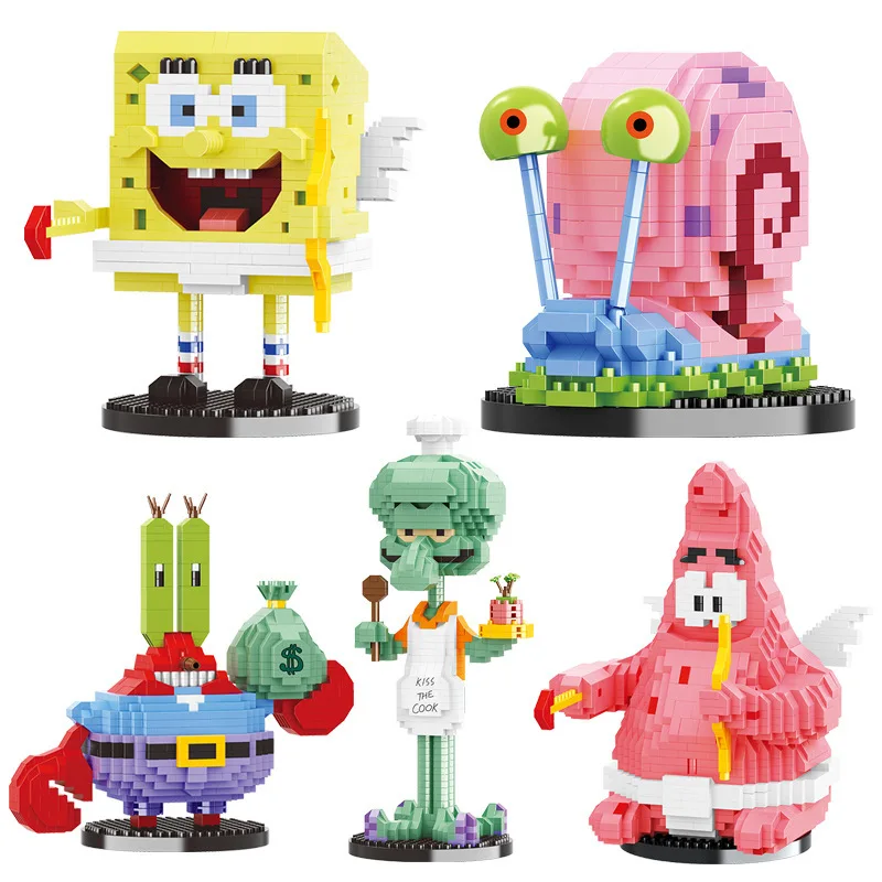 Balody Anime SpongeBob Micro Building Blocks SquarePants Patrick Star Krabs Gary Squidward Tentacles Model Mini Brick Figure Toy