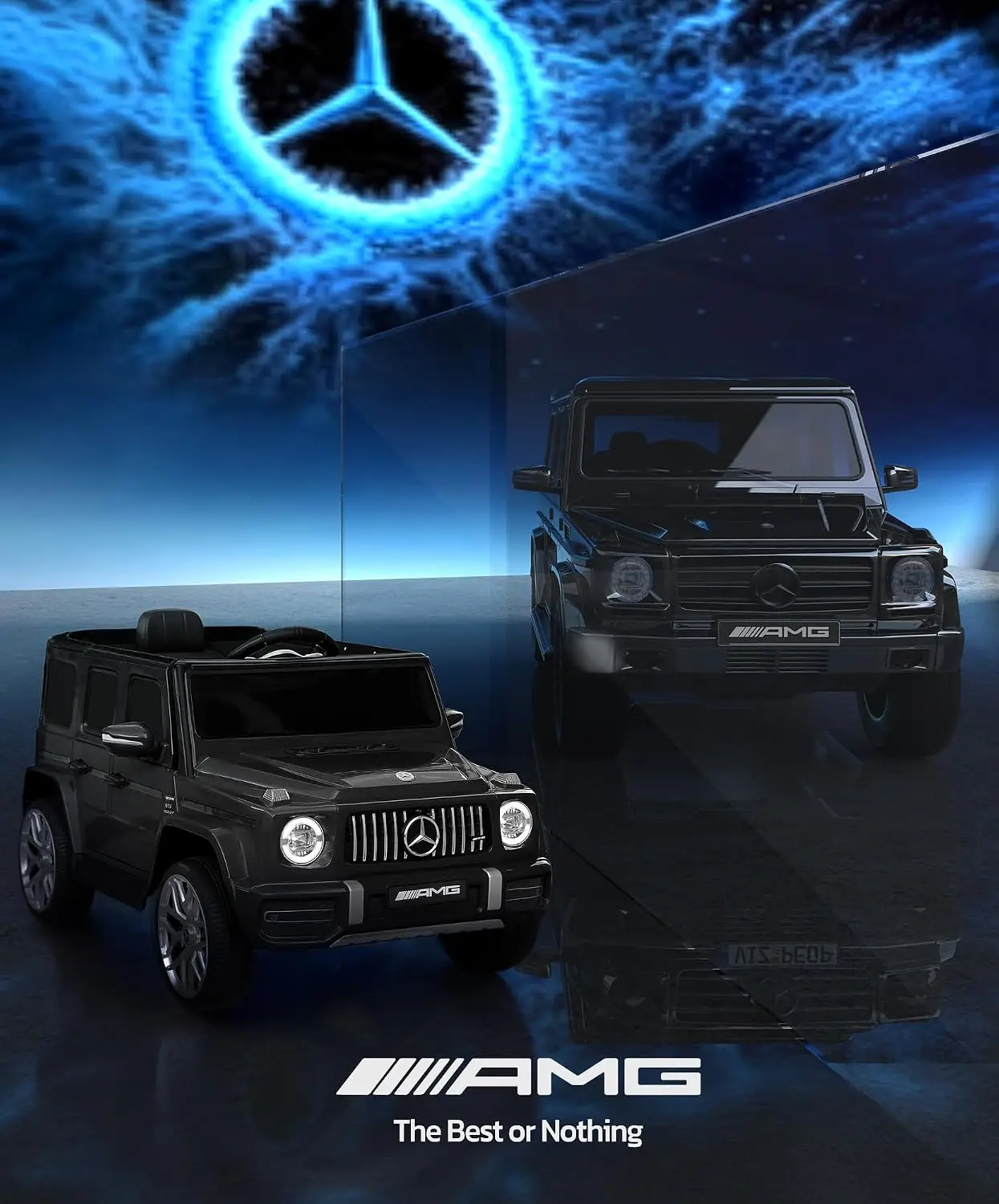ELEMARA Licensed Mercedes-Benz AMG G63 Ride on Toys,12V Ride on Car with Remote Control,Rechargeable Battery,Flickering Lights/L