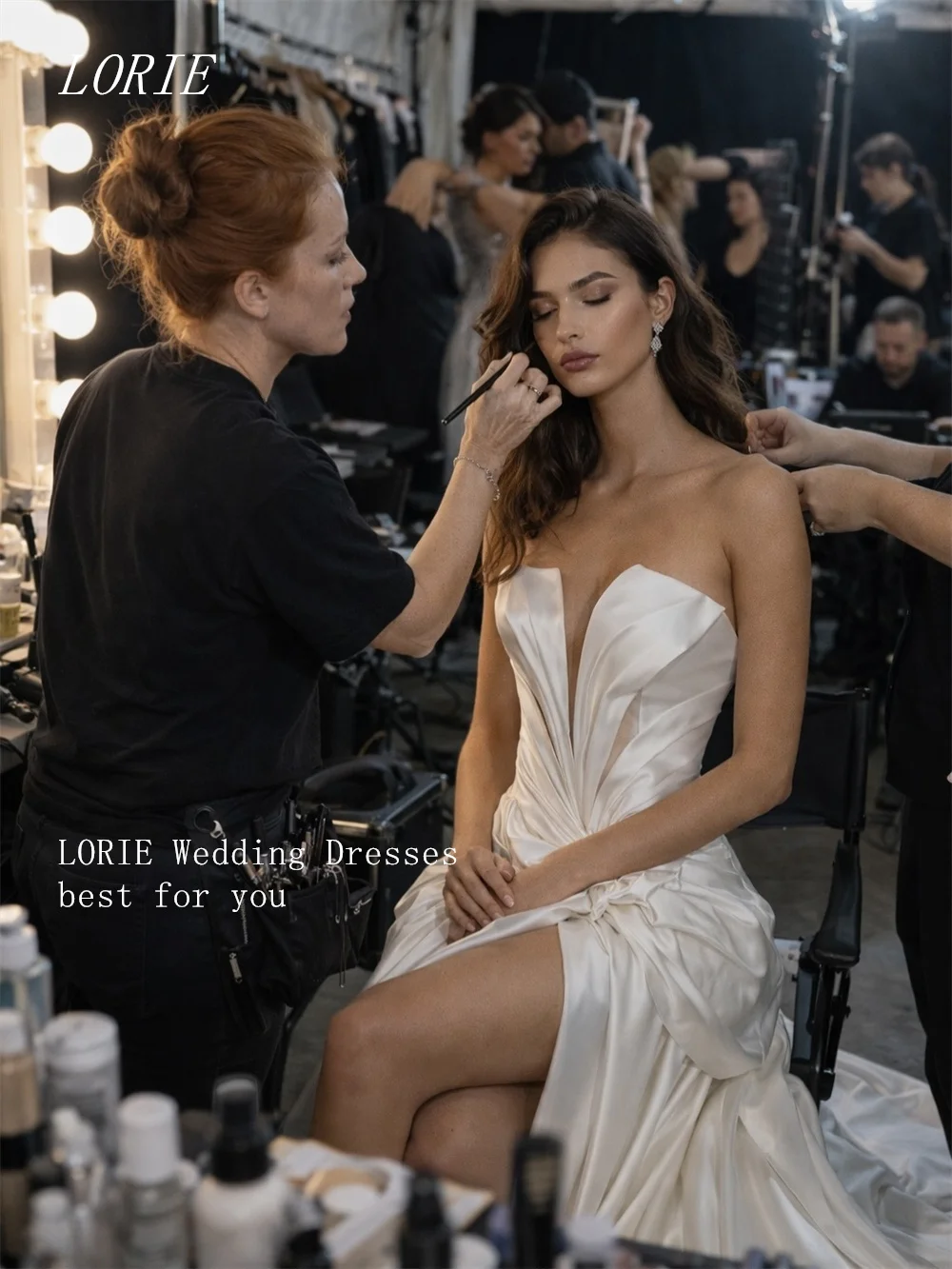 LORIE Luxury A Line Civil Wedding Dress Gala V Neck Side Silt Bridal Dresses Noval Pleat Engagement Wedding Gown Customized 2026