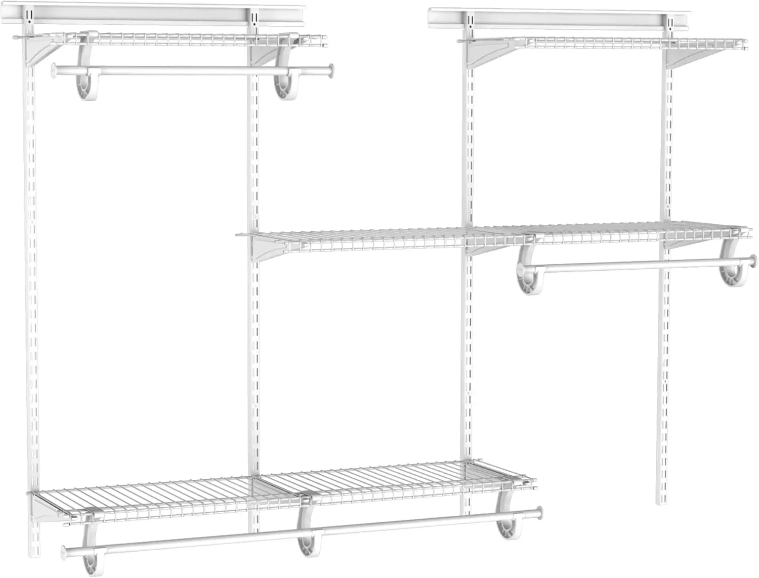 ShelfTrack Wire Closet Organizer System, Adjustable From 4 To 6 Ft., with Shelves, Clothes Rods, Hardware, Durable Steel, White