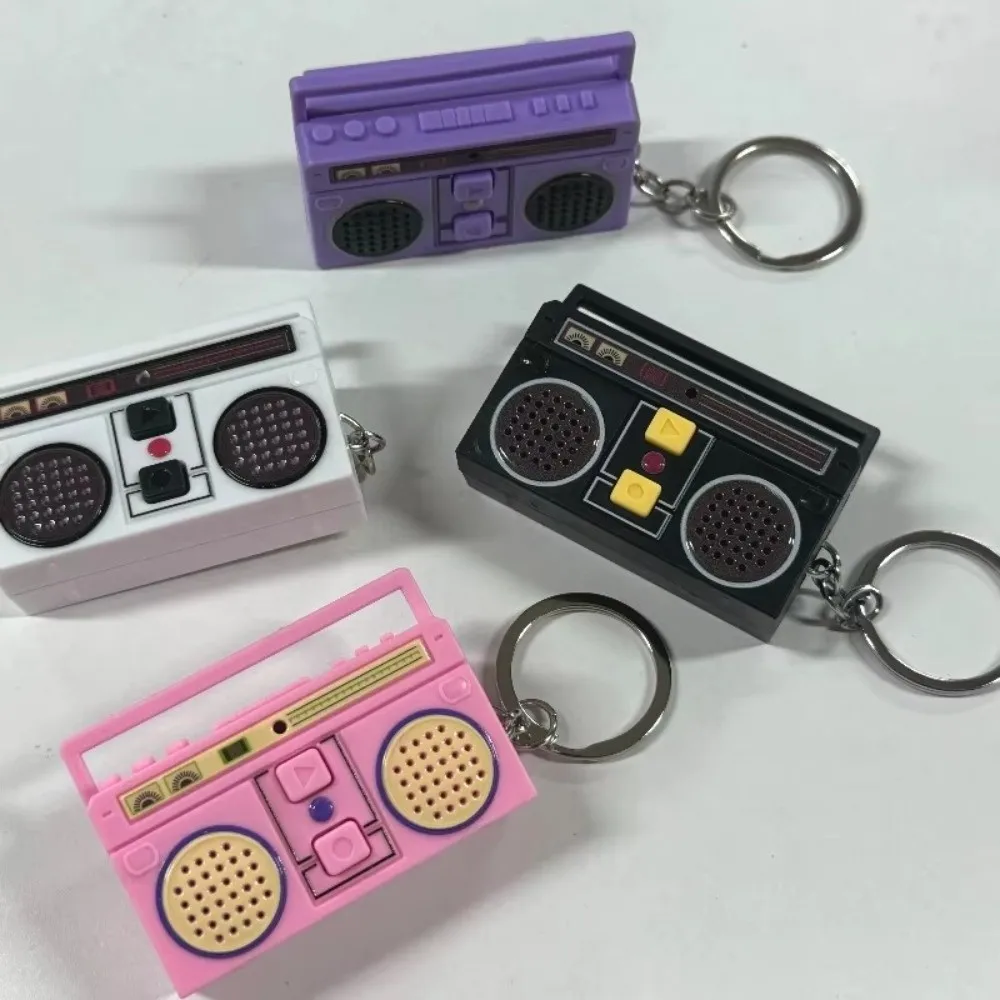 Mini Size Radio Shape Keychain Plastic Material Retro Style Music Recorder Keychain Macaron Color Exquisite Design