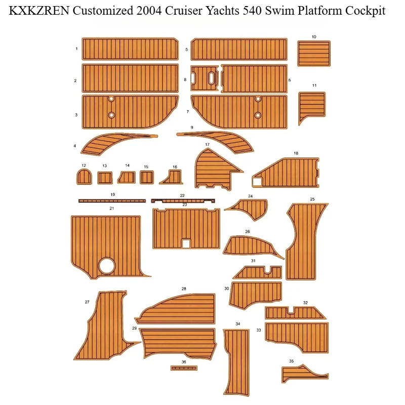 

KXKZREN Customized 2004 Cruiser Yachts 540 Swim Platform Cockpit EVA Foam Mat Boat Flooring Pad Self-adhesive Yacht Faux Teak