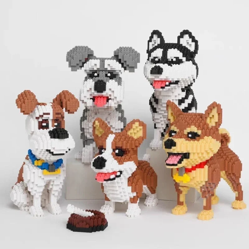 Cartoon Animal Building Blocks creativo Pet Dog Assembly Toy Puzzle educativo fai da te giocattoli interattivi genitore-figlio regalo per bambini